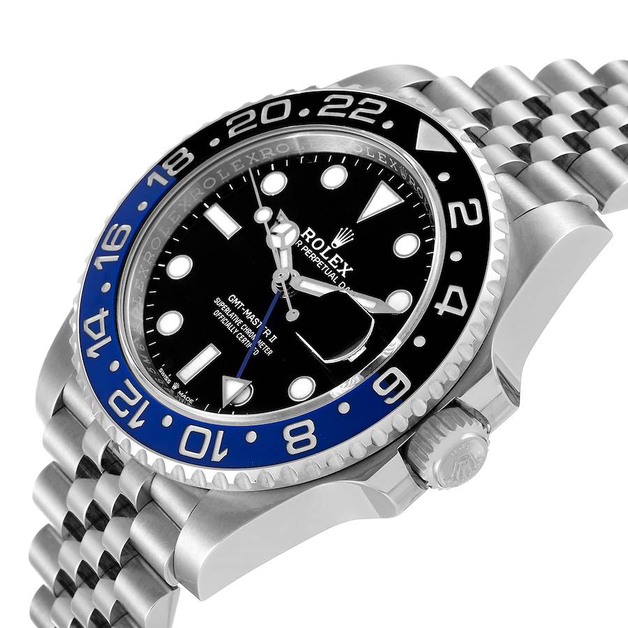 Men's Rolex 40mm GMT Master II "Batman" Stainless Steel Watch with Black Dial and Blue / Black Bezel. (Pre-Owned 126710)