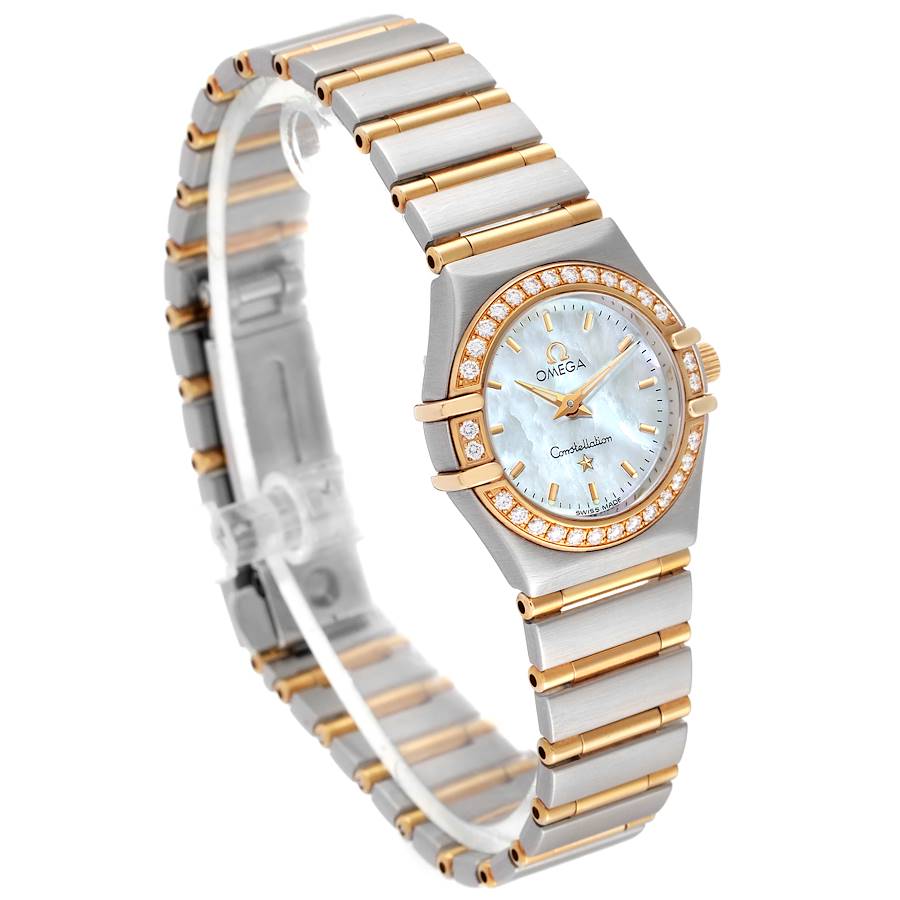 Ladies Omega 22mm Constellation 18K Two Tone Watch with Mother of Pearl Dial and Diamond Bezel. (Pre-Owned)