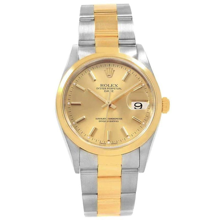 *Ladies Rolex 26mm DateJust 18K Two Tone Watch with Champagne Dial and Smooth Bezel. (Pre-Owned 76183)