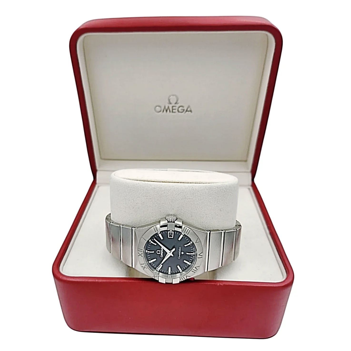 Men's Omega 36mm Constellation Stainless Steel Watch with Black Dial and Fixed Roman Numeral Bezel. (Pre-Owned)