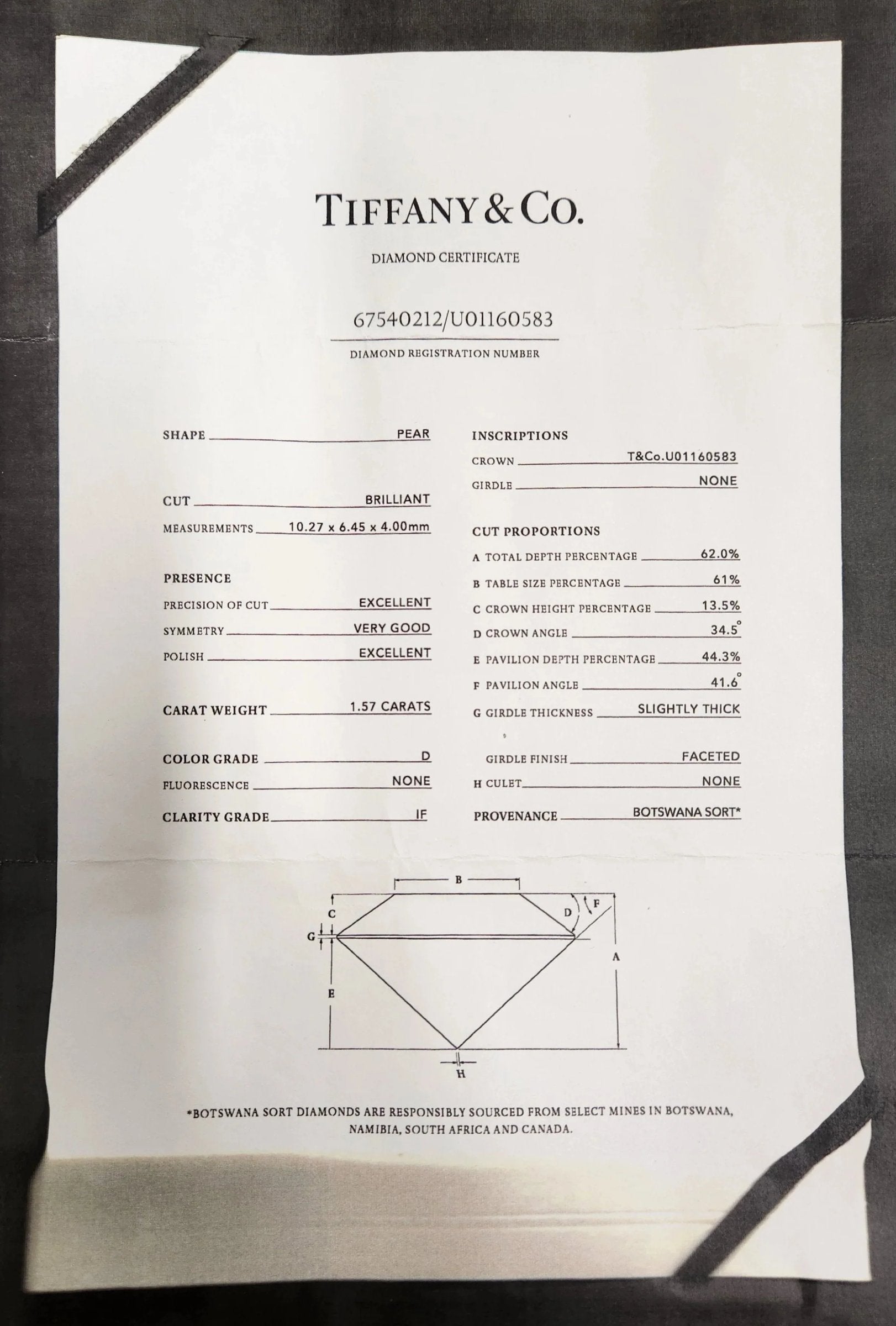 Tiffany & Co. Cathedral Setting Platinum Pear Shape Halo 1.57 Carat Diamond D Color, IF Infinity Flawless Clarity Engagement Ring
