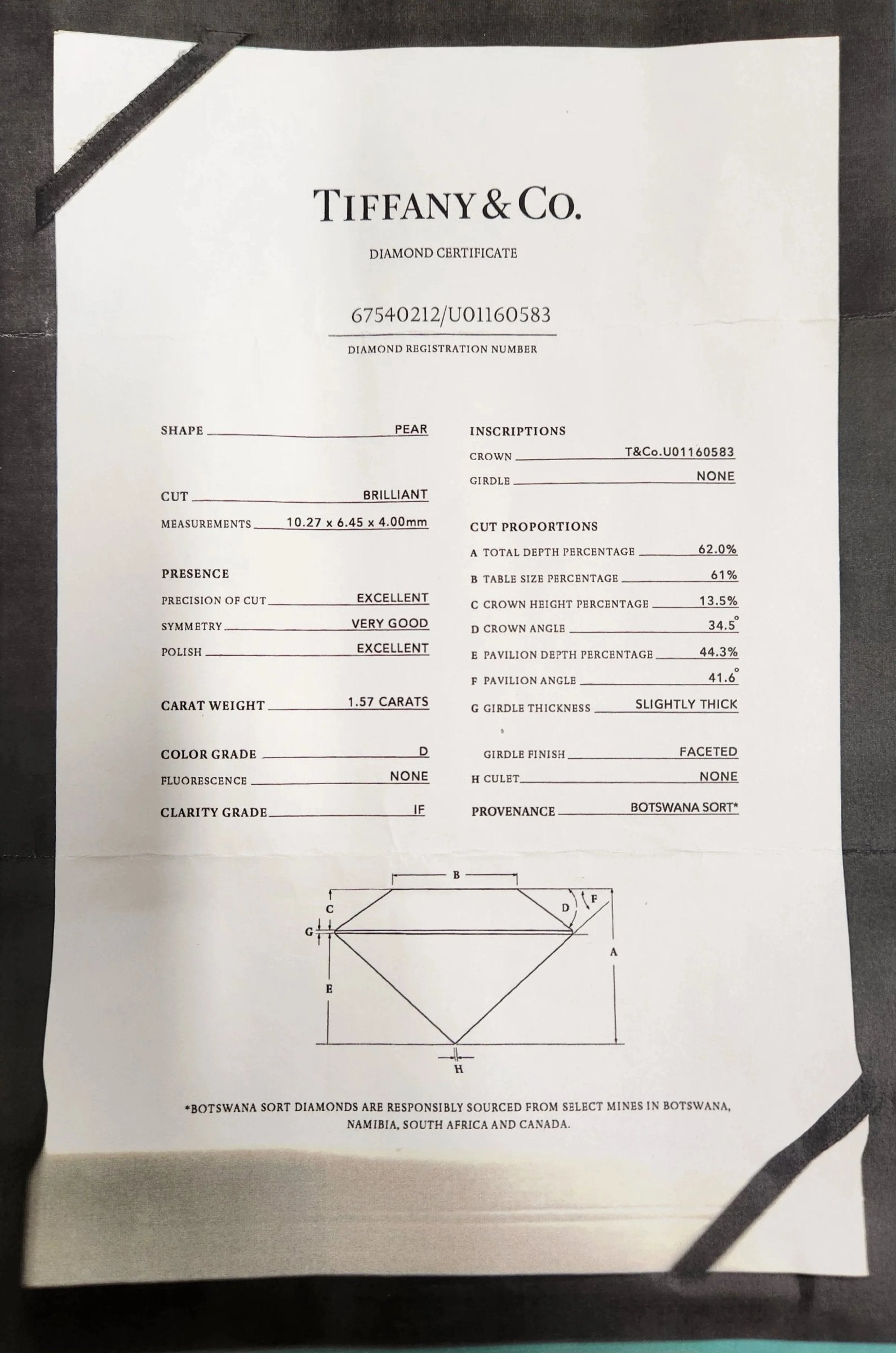 Tiffany & Co. Cathedral Setting Platinum Pear Shape Halo 1.57 Carat Diamond D Color, IF Infinity Flawless Clarity Engagement Ring