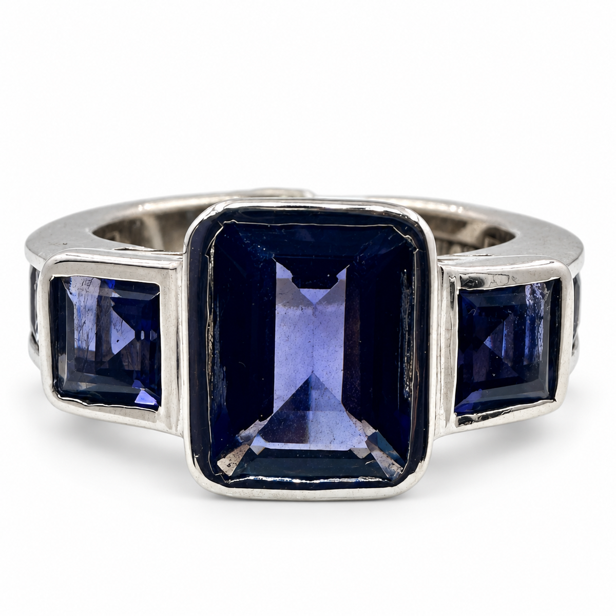 14K White Gold Ring with 1.65Ct. Tanzanite and Diamonds 0.48 Ct. (Size 4.75)