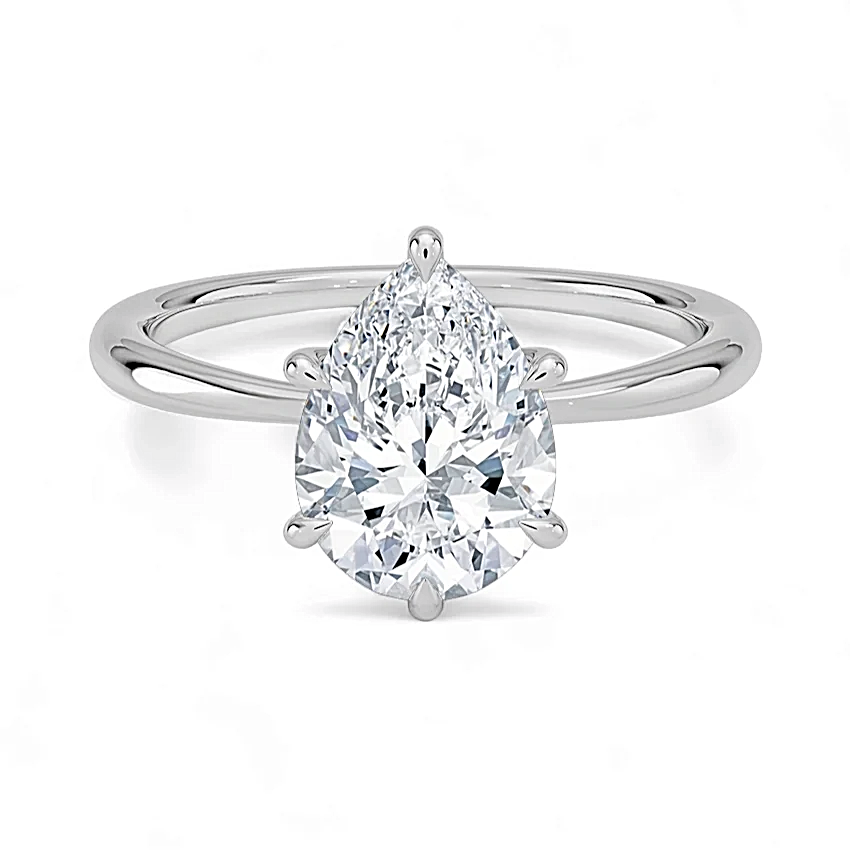 14K Gold Solitaire Engagement Ring with IGI Certified Pear Shaped Lab ...