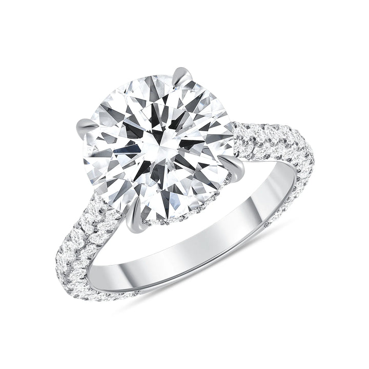 14K Round Cut Natural Diamond Engagement Ring. Hidden Halo. (GIA Certified)