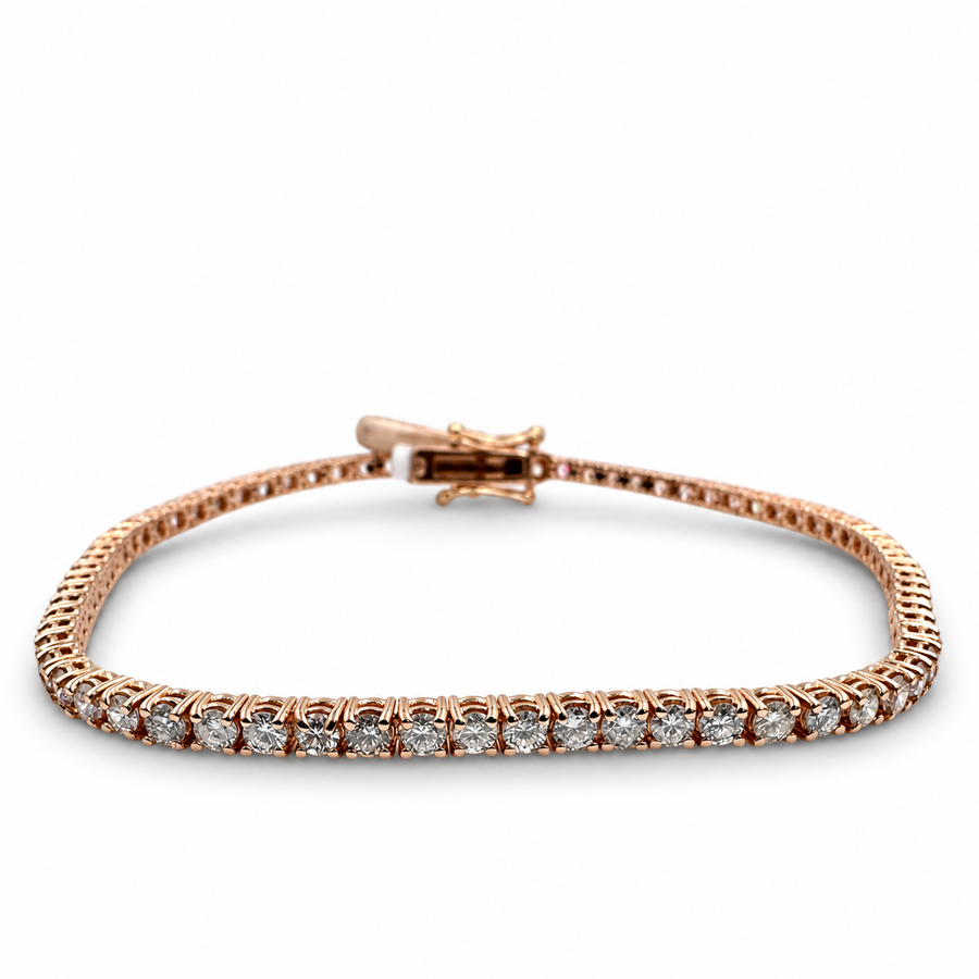 14k Rose Gold 2.47 Carat Tennis 6.75" Bracelet. (New)