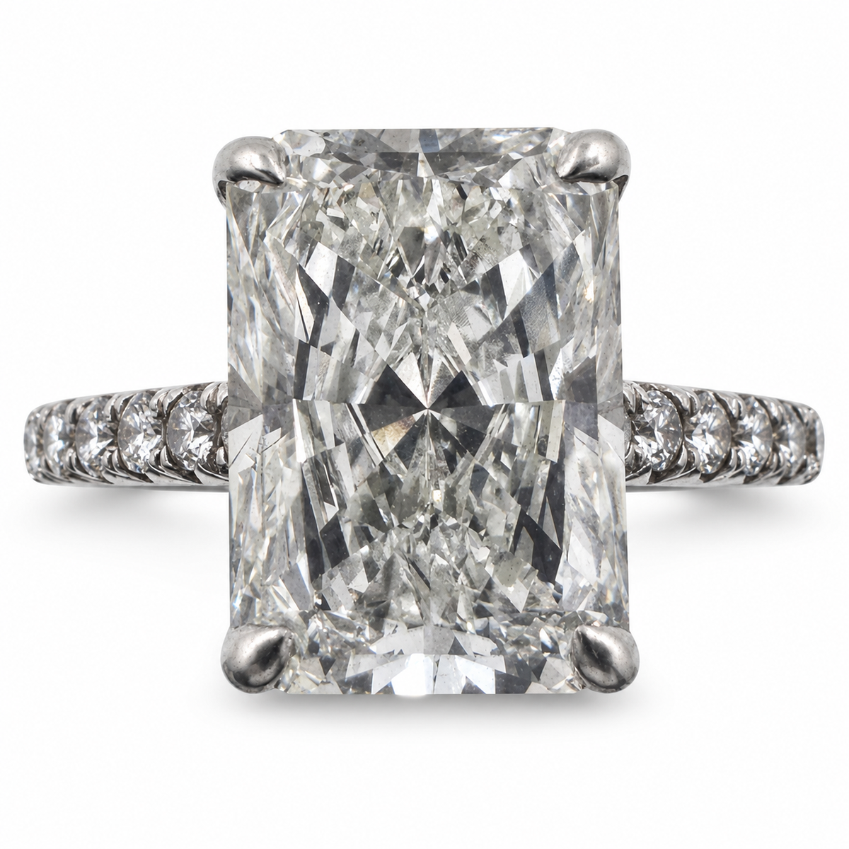 14k White Gold Ring with 3.56Ct. Lab Grown Radiant Cut Diamond With Side Diamonds 0.23 Ct. (Size 5.00)