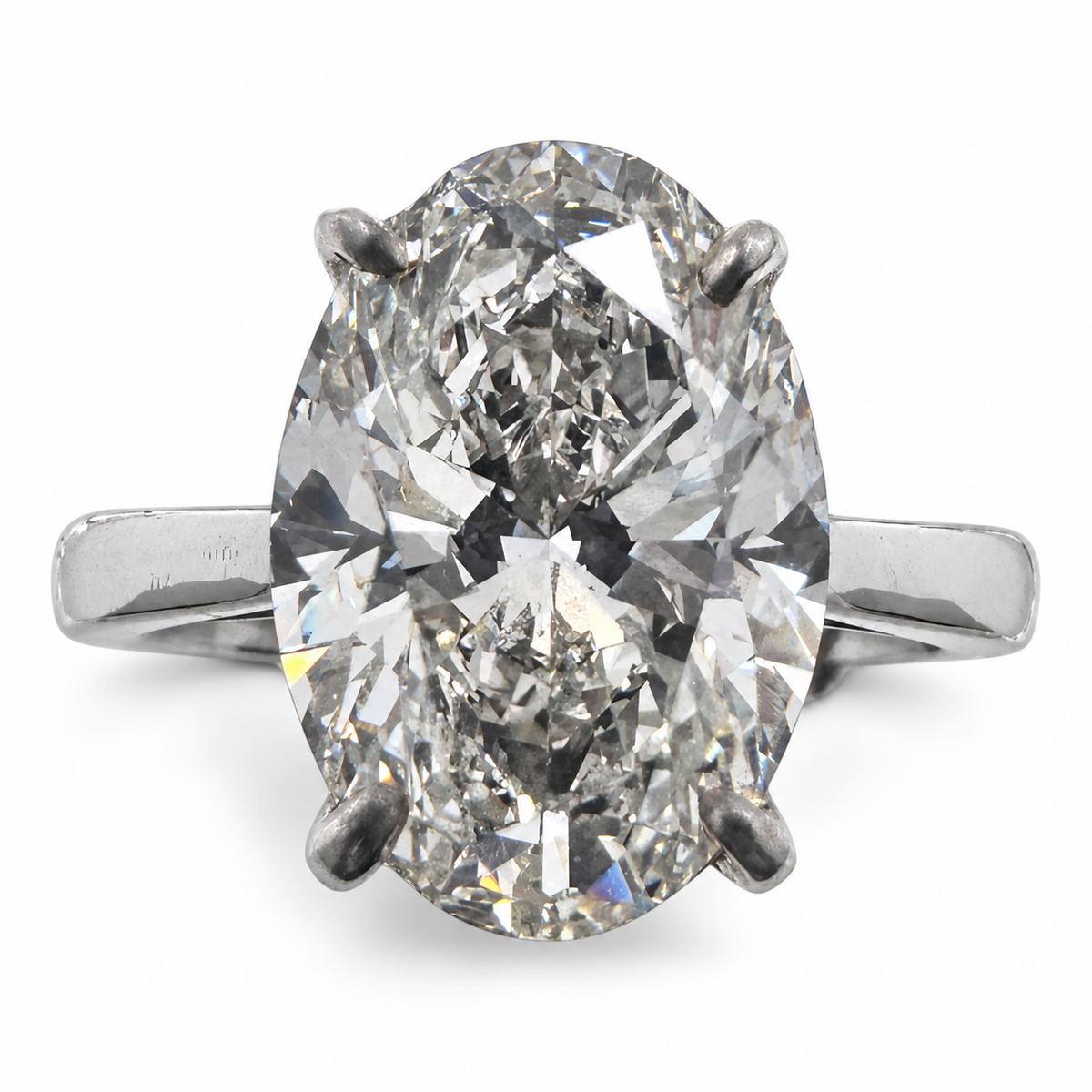 14k White Gold Solitaire Ring with 4.02Ct. Lab Grown Oval Diamond. (Size 5.75)