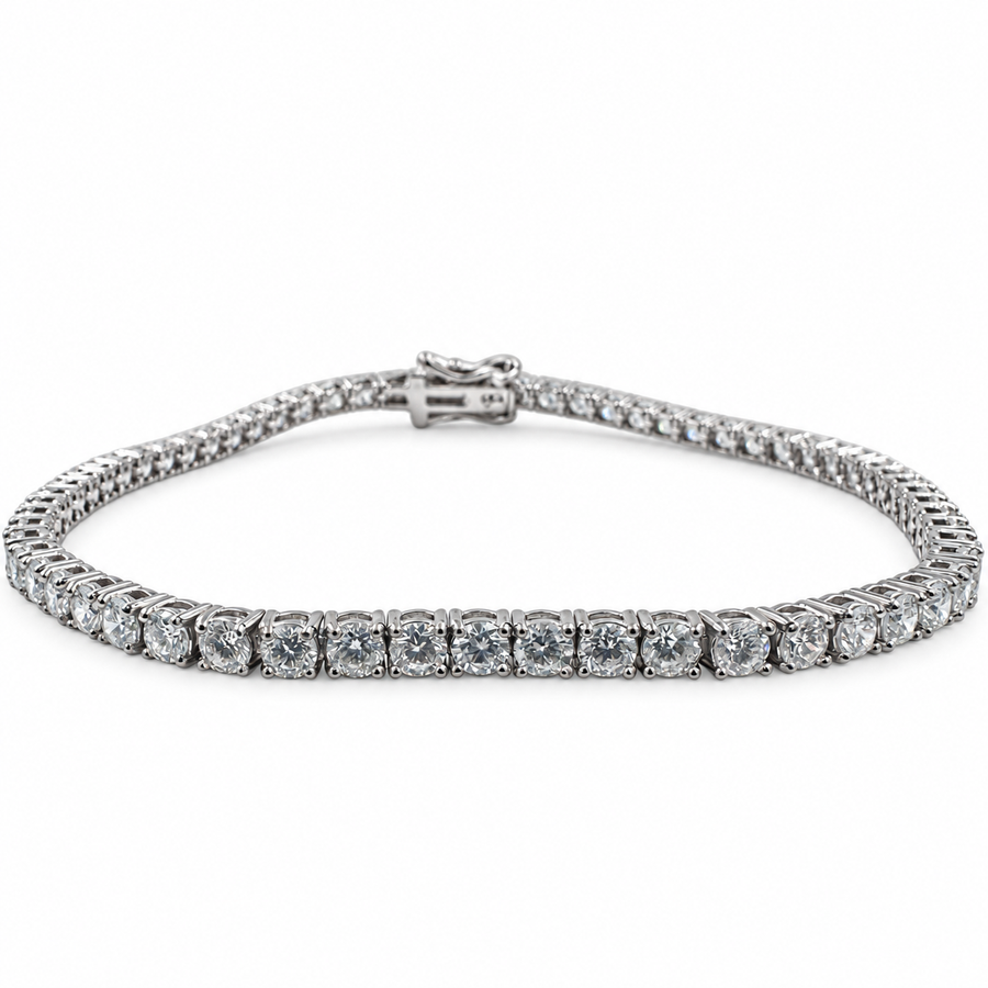 14k White Gold Tennis Bracelet with Lab Grown Diamonds 3.71 Carat Size 6.75". (New)