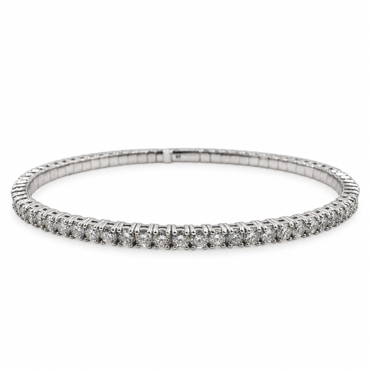 14k White Gold with Diamonds 2.08 Carat and 6.75" Flexible Bangle. (New)