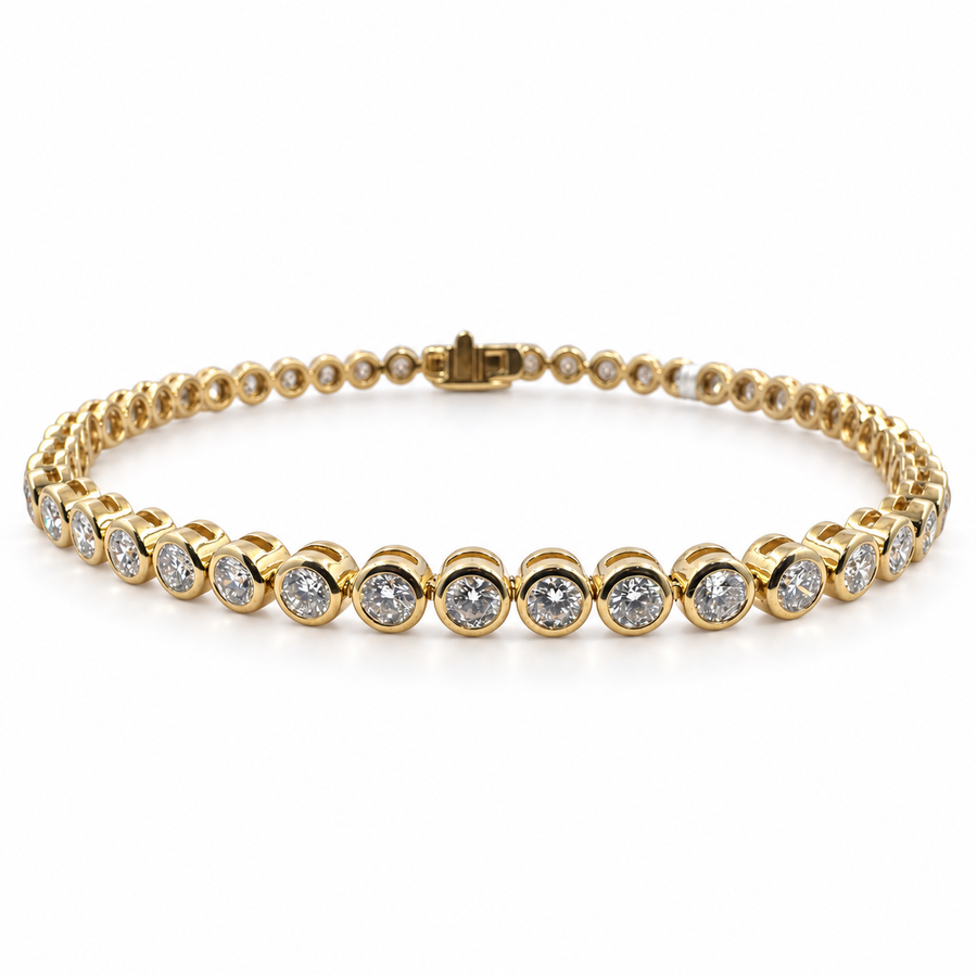 14k Yellow Gold Tennis Bracelet with Lab Grown Diamonds 2.80 Carat Size 6.75". (New)