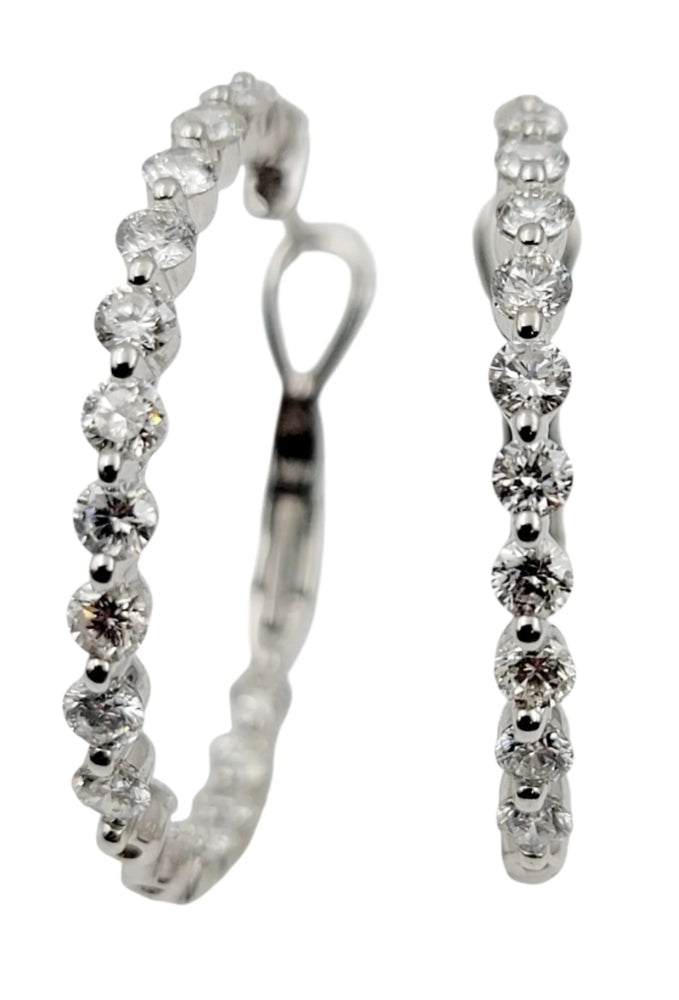 18K White Gold Diamond Hoop Earrings