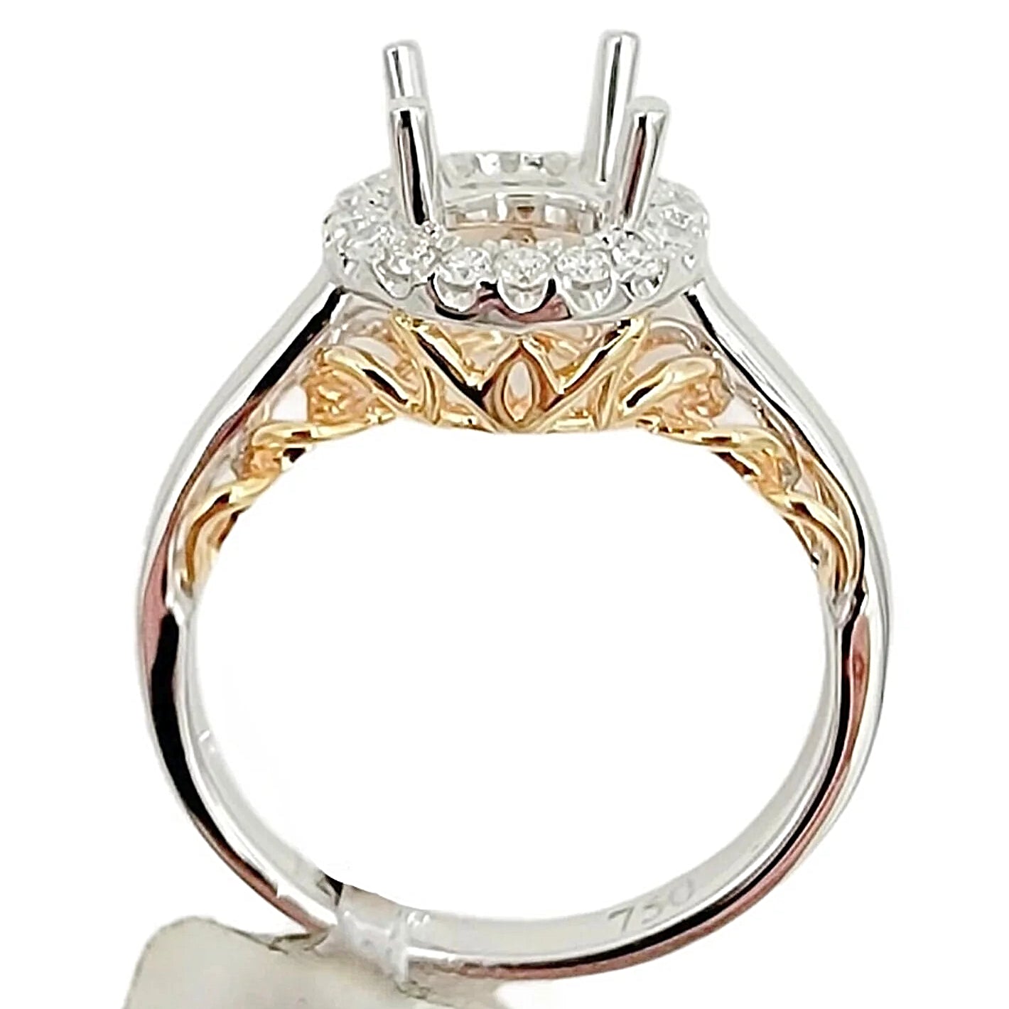 18K White / Rose Gold Setting Engagement Ring.