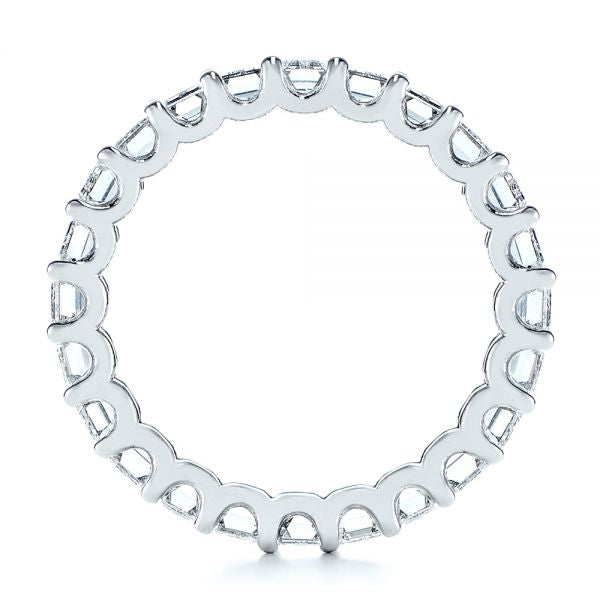 18K White Gold Emerald Cut Diamond Eternity Band Engagement Ring.