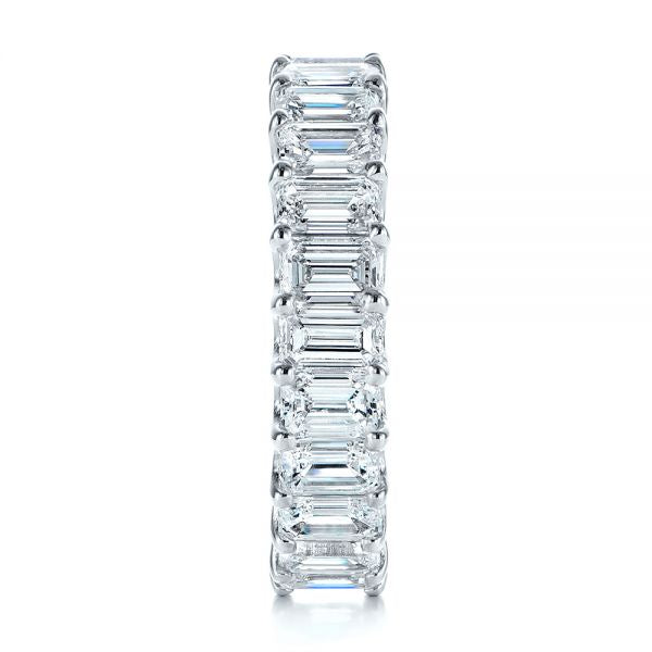 18K White Gold Emerald Cut Diamond Eternity Band Engagement Ring.