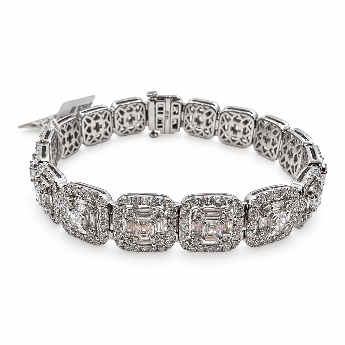 18k White Gold with Diamonds 10.09 Carat and 6.50" Bracelet. (New)