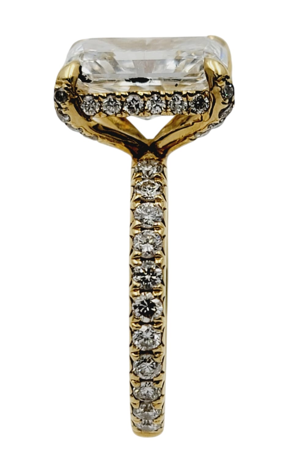 18k Yellow Gold Lab-Grown Radiant-Cut Diamond Halo Ring