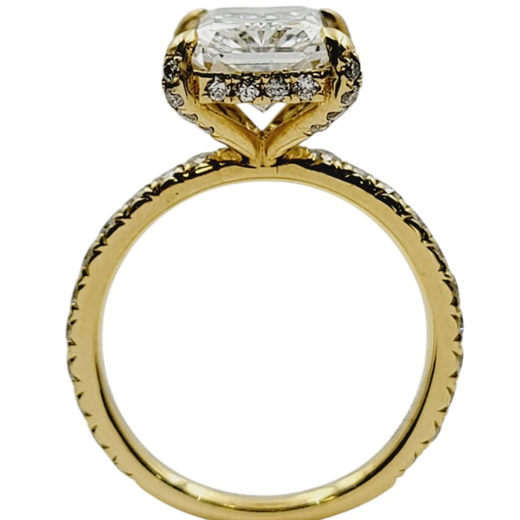 18k Yellow Gold Lab-Grown Radiant-Cut Diamond Halo Ring