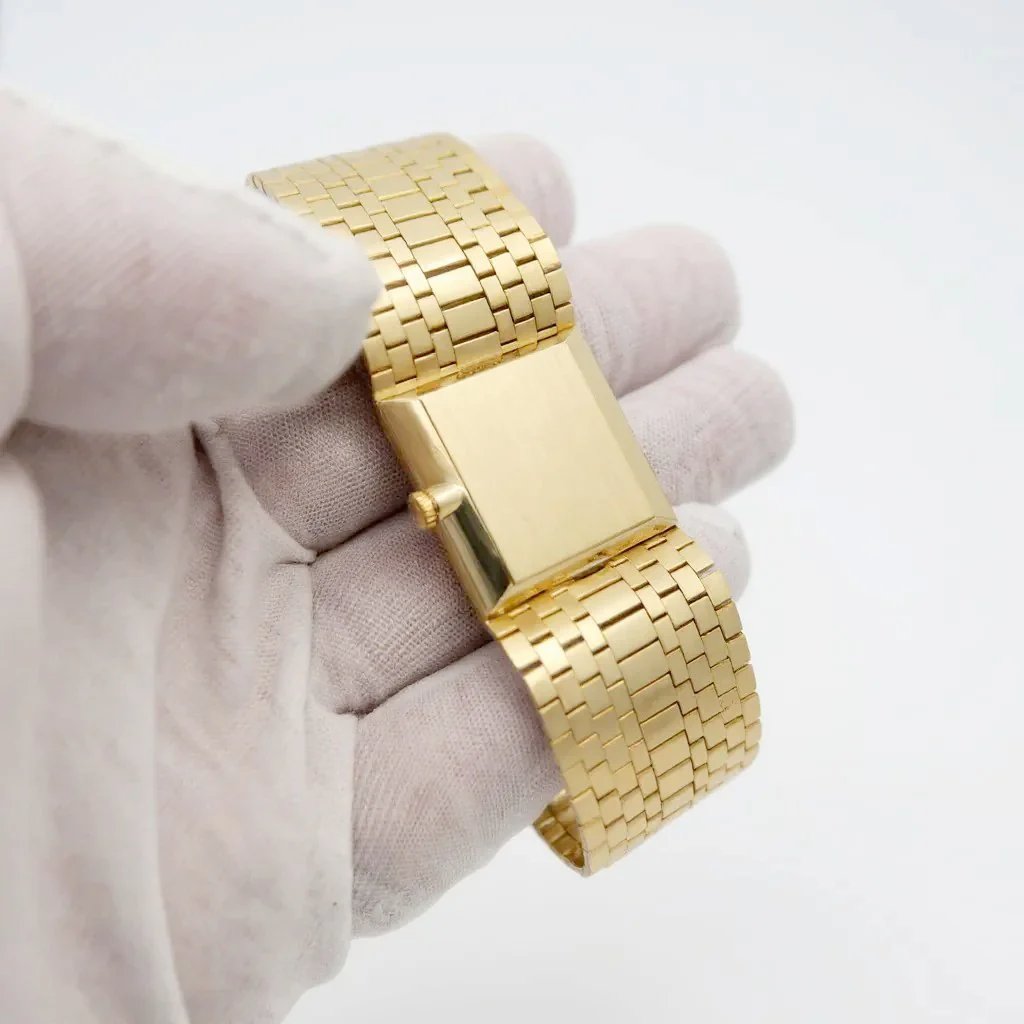 1950's Unisex Rolex 25mm Vintage 14K Yellow Gold Watch with Gold Dial and Gold Mesh Bracelet. (Pre-Owned)