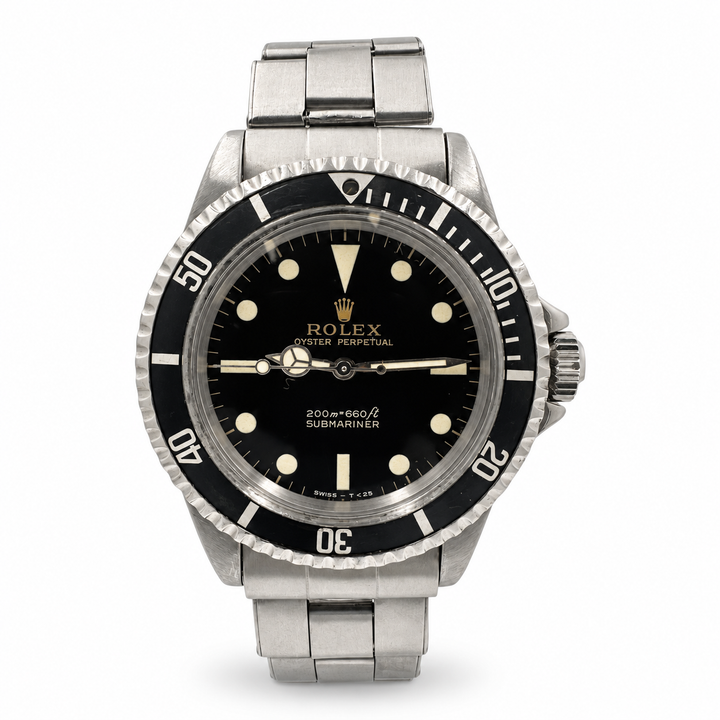 *1965 Men's Rolex 40mm Vintage Submariner Stainless Steel Watch with Black Dial and Fluted Bezel. (Pre-Owned 5513)