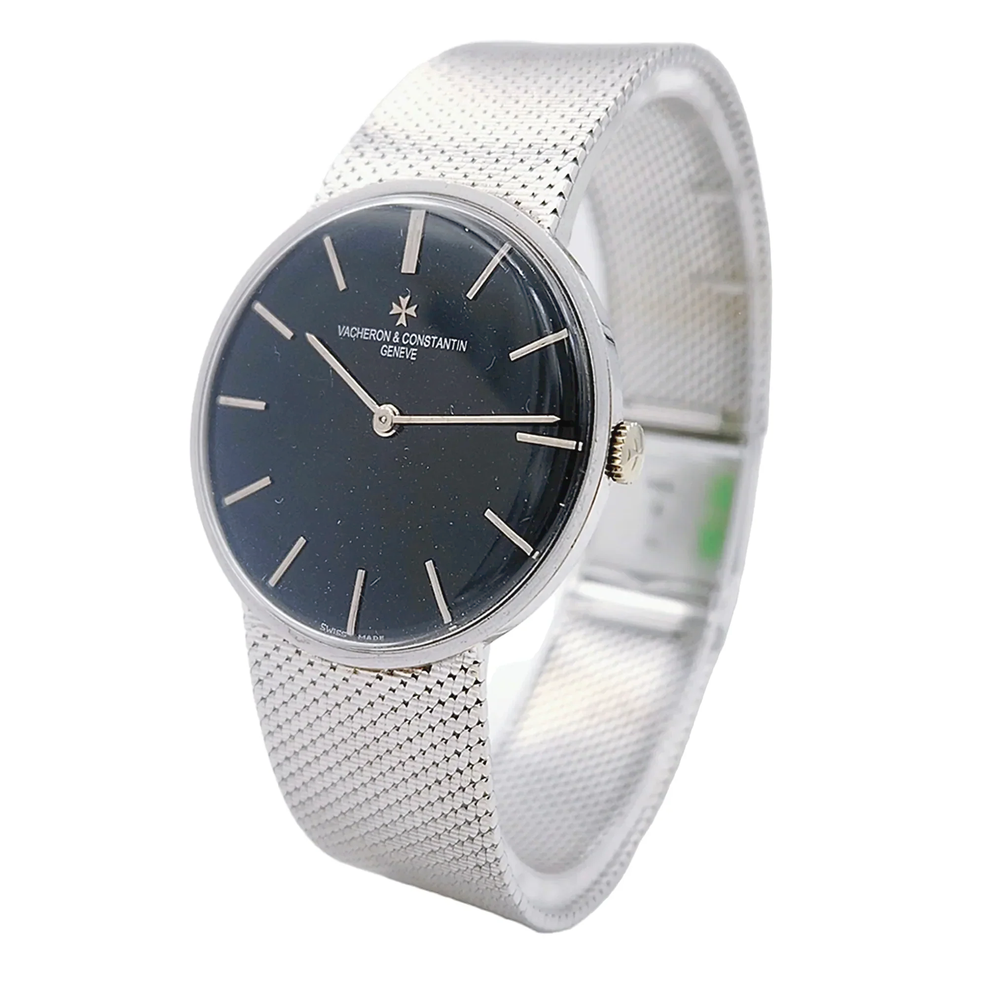 1970'S Men's Vacheron & Constantin 33mm Vintage Solid 18K White Gold Watch with Black Dial. (Pre-Owned)