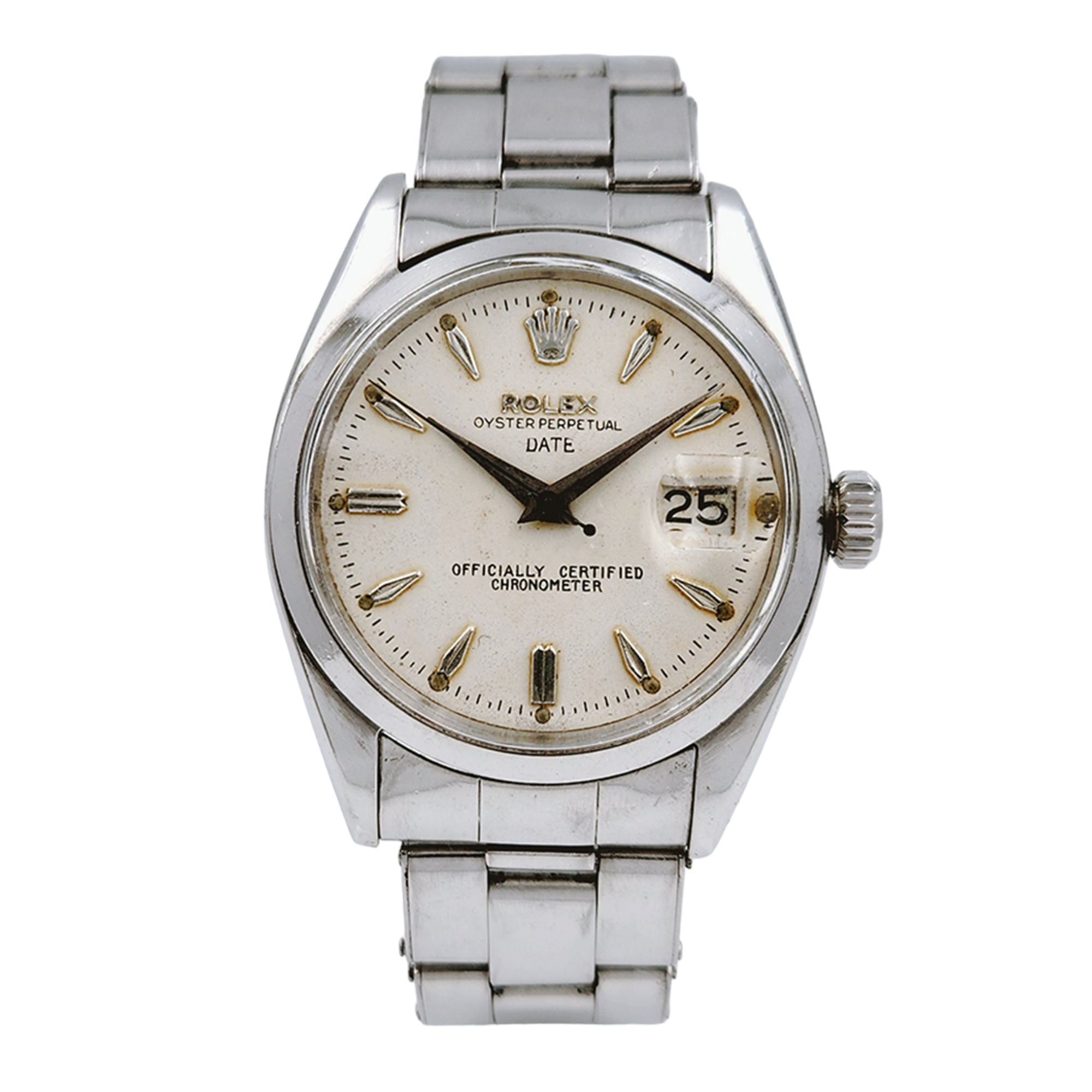 1976 Men's Rolex 34mm Date Vintage Stainless Steel Watch with Cream Dial and Smooth Bezel. (Pre-Owned 6534)