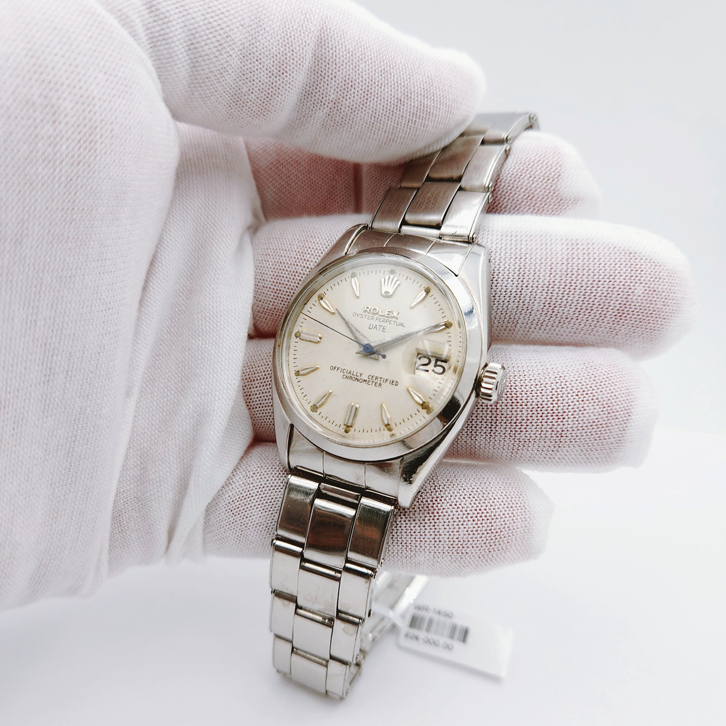 1976 Men's Rolex 34mm Date Vintage Stainless Steel Watch with Cream Dial and Smooth Bezel. (Pre-Owned 6534)