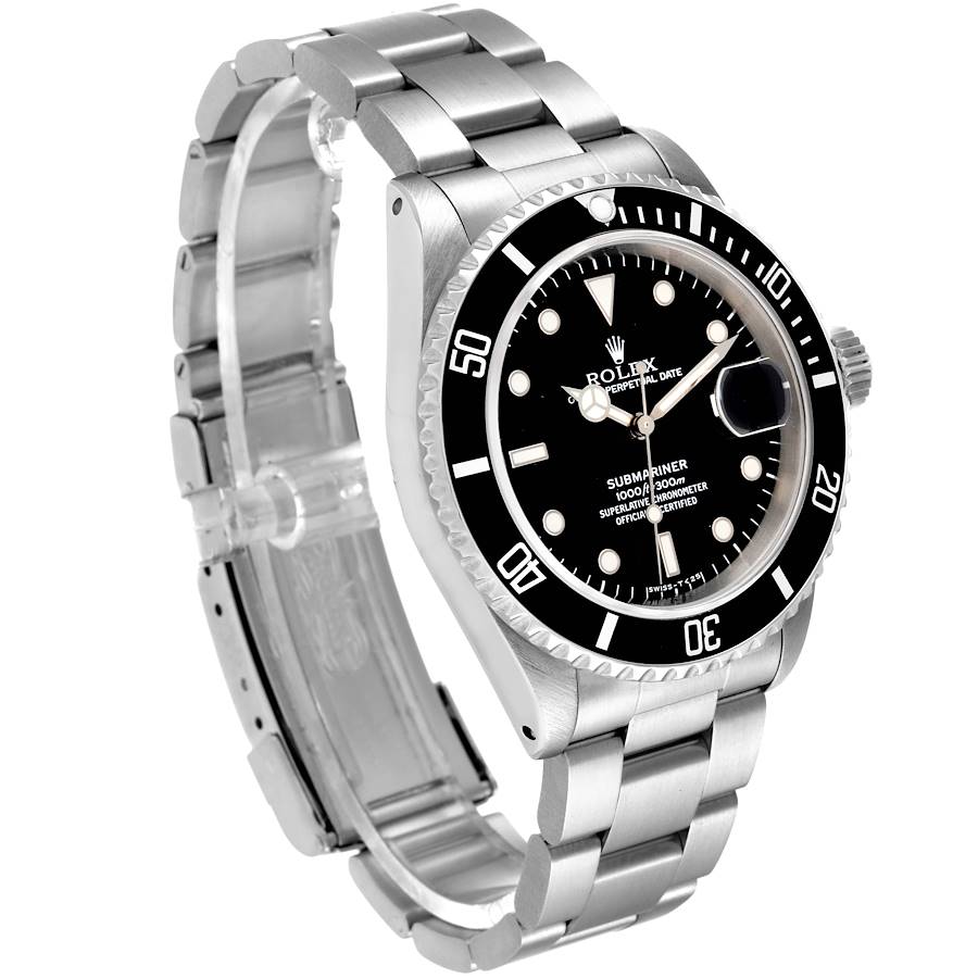 1986 Men's Rolex 40mm Vintage Submariner Oyster Perpetual Date Stainless Steel Watch with Black Dial and Black Bezel. (Pre-Owned 16610)