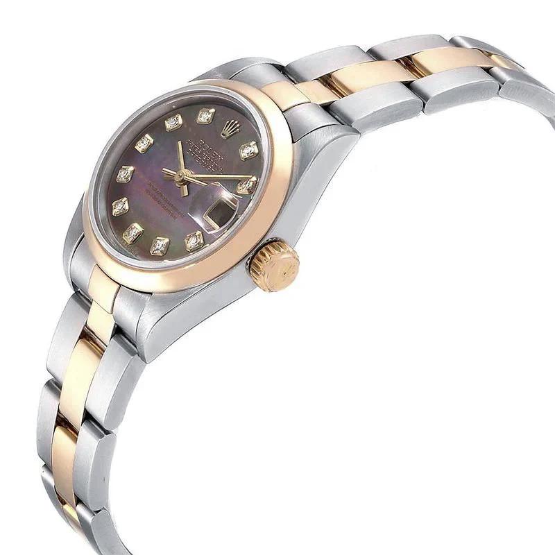1999 Ladies Rolex 26mm DateJust Two Tone 18K Yellow Gold / Stainless Steel Watch with Mother of Pearl Diamond Dial and Smooth Bezel. (Pre-Owned 79163)