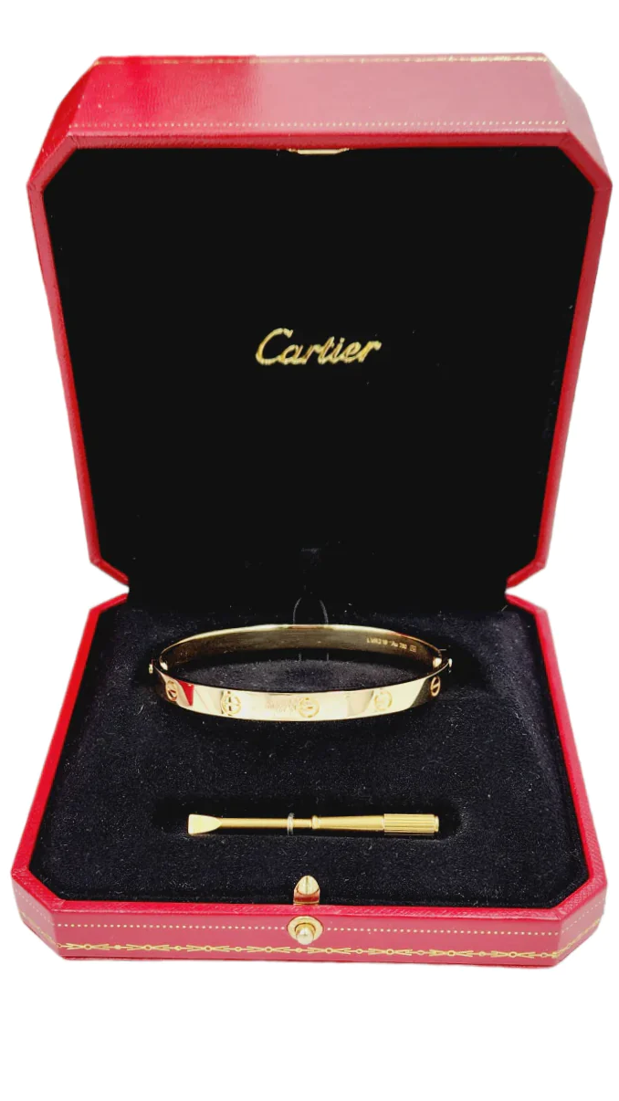 19" Cartier 18K Yellow Gold Love Bracelet - Includes Screwdriver, Cartier Box and Cartier Paper. (B6067517)