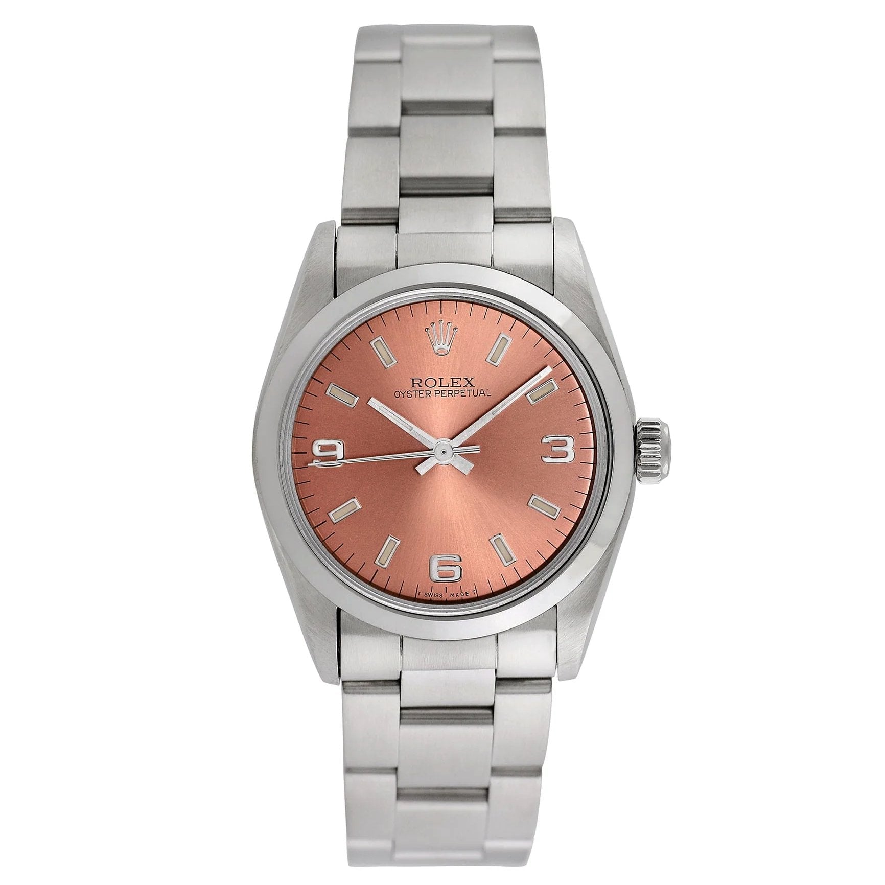 2003 Ladies Rolex 25mm Oyster Perpetual Stainless Steel Watch with Copper Dial and Smooth Bezel. (Pre-Owned)