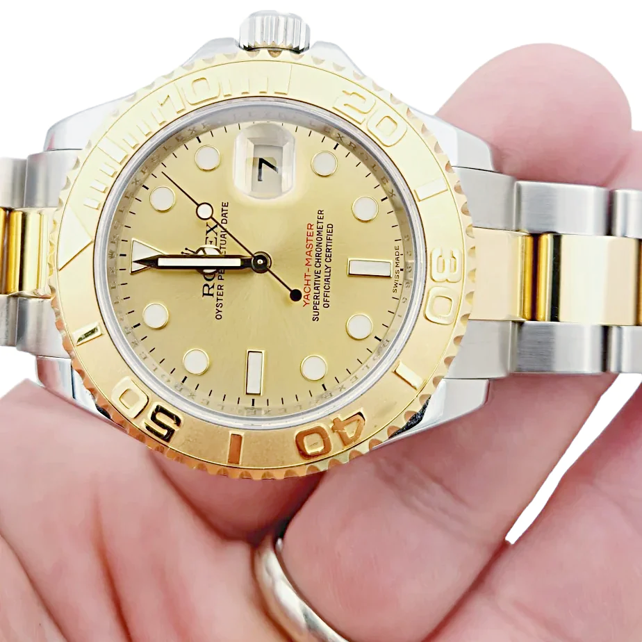2006 Men's Rolex 40mm Yacht-Master Two Tone 18K Yellow Gold / Stainless Steel Watch with Champagne Dial. (Pre-Owned 16623)