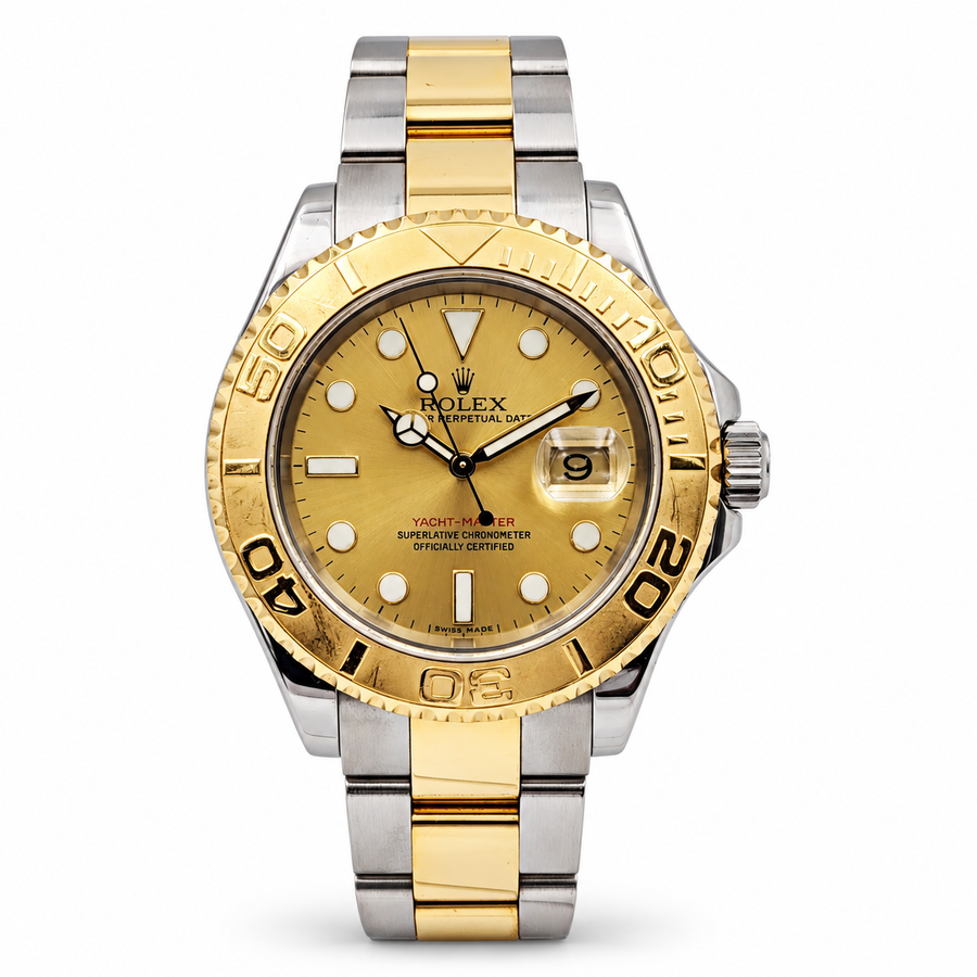 *2009 Men's Rolex 40mm Yacht-Master Two Tone 18K Yellow Gold / Stainless Steel Watch with Champagne Dial. (Pre-Owned Box/Paper 16623)