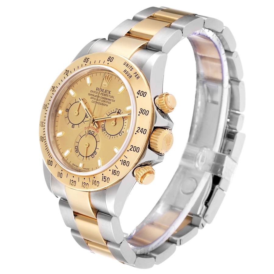 *2009 Men's Rolex 40mm Daytona Two Tone 18K Yellow Gold / Stainless Steel Watch with Champagne Dial. (Pre-Owned Box/Card 116523)