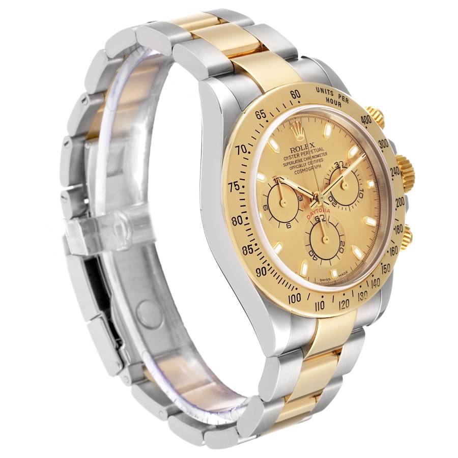 *2009 Men's Rolex 40mm Daytona Two Tone 18K Yellow Gold / Stainless Steel Watch with Champagne Dial. (Pre-Owned Box/Card 116523)
