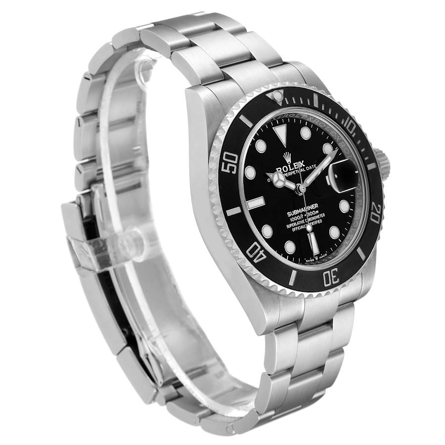 2012 Men's Rolex 40mm Oyster Perpetual Submariner Date Stainless Steel Watch with Black Dial and Black Ceramic Bezel. (Pre-Owned 116610)