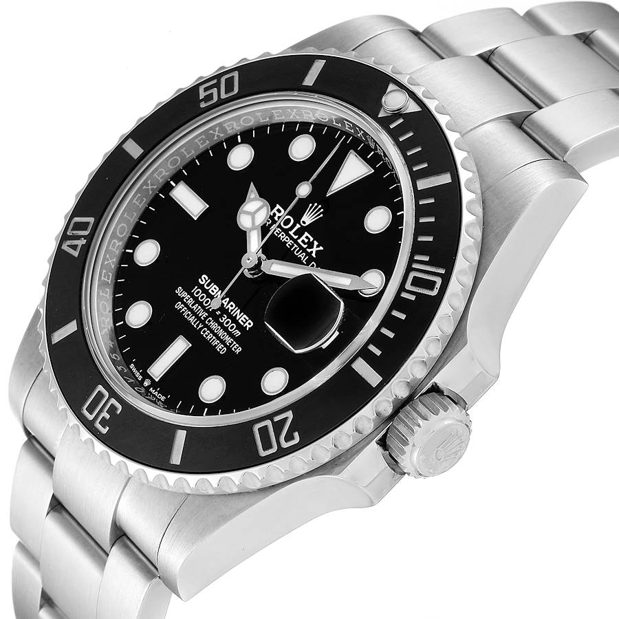2012 Men's Rolex 40mm Oyster Perpetual Submariner Date Stainless Steel Watch with Black Dial and Black Ceramic Bezel. (Pre-Owned 116610)