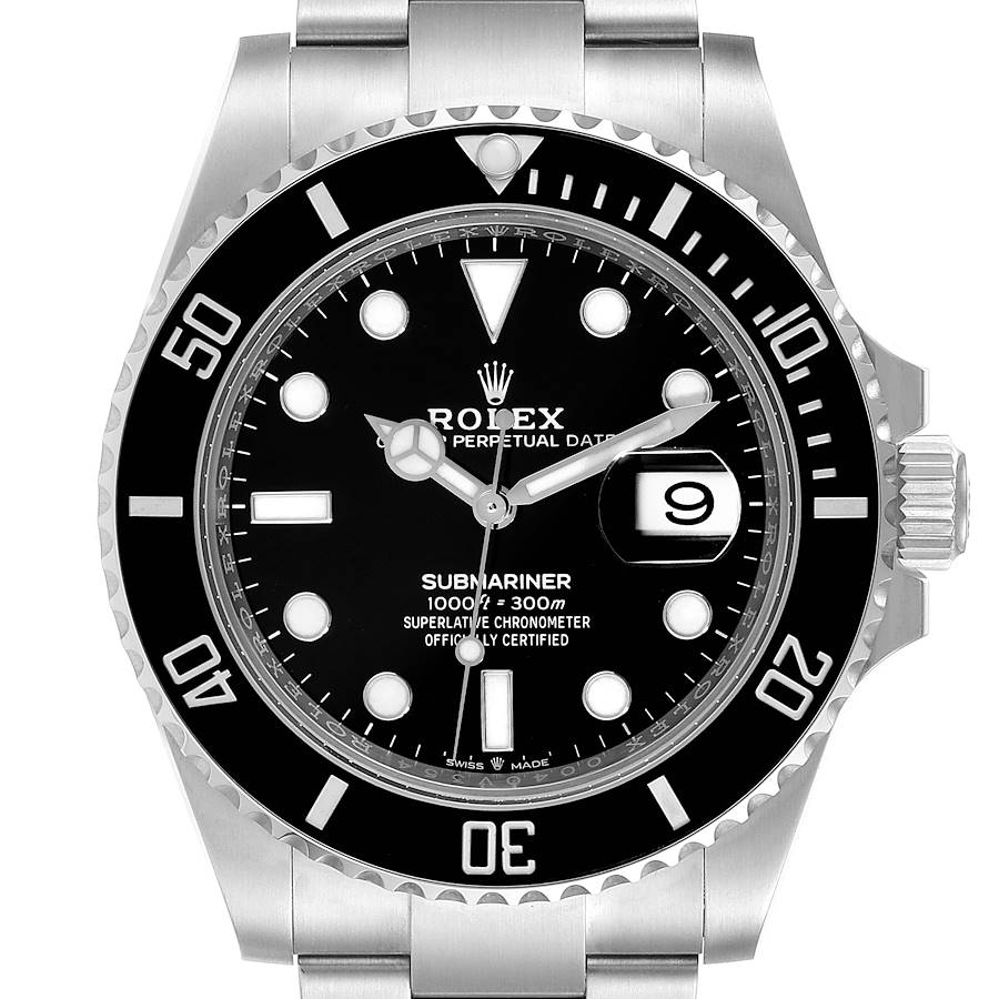 2012 Men's Rolex 40mm Oyster Perpetual Submariner Date Stainless Steel Watch with Black Dial and Black Ceramic Bezel. (Pre-Owned 116610)