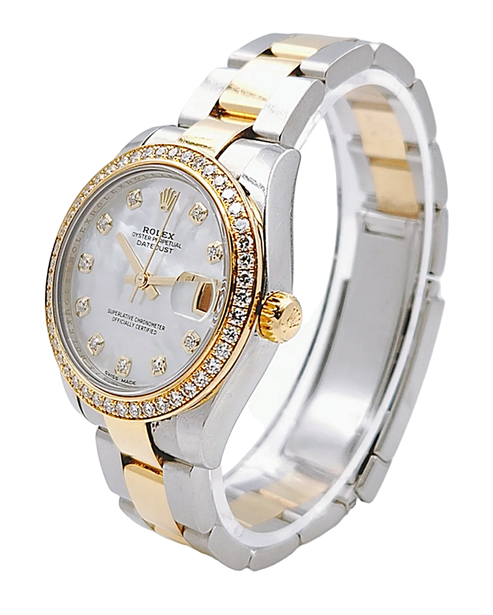 2018 Ladies Rolex DateJust 31mm Midsize Two Tone 18K Yellow Gold / Stainless Steel Wristwatch w/ Mother of Pearl Diamond Dial & Diamond Bezel. (Pre-Owned 178383)