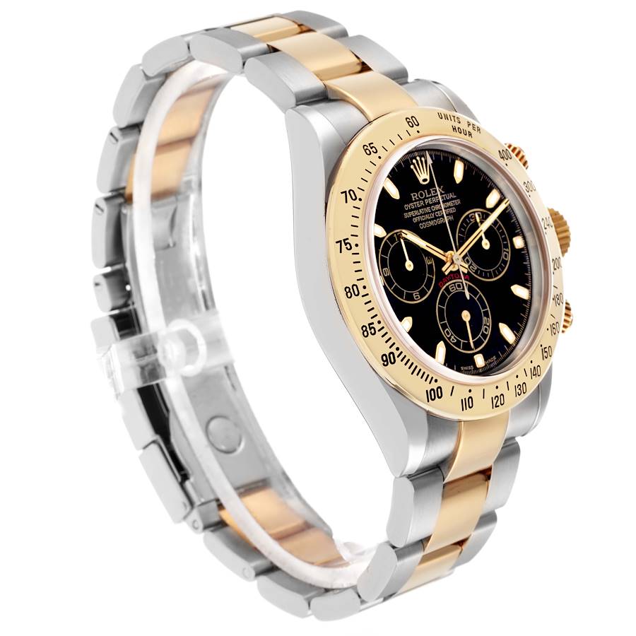 *2020 Men's Rolex 40mm Daytona Two Tone 18K Yellow Gold / Stainless Steel Watch with Black Dial. (Pre-Owned Box/Card 116503)