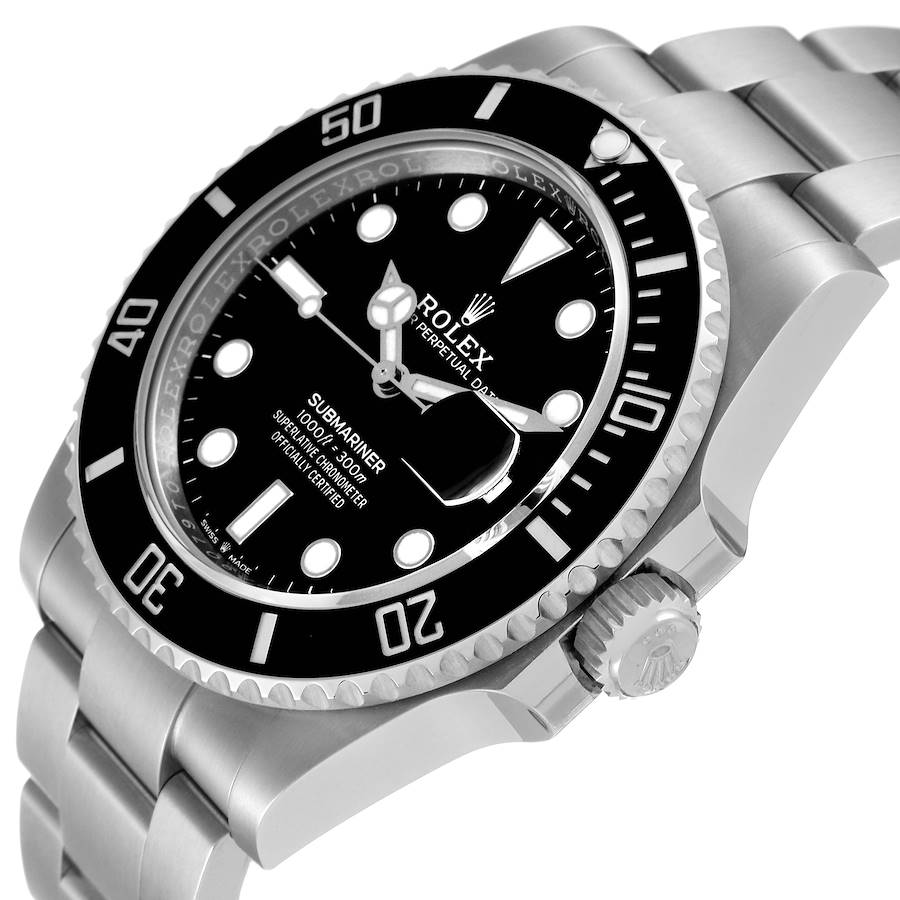 *2022 Men's Rolex 41mm Submariner Oyster Perpetual Stainless Steel Watch with Black Dial and Black Bezel. (Pre-Owned 126610)