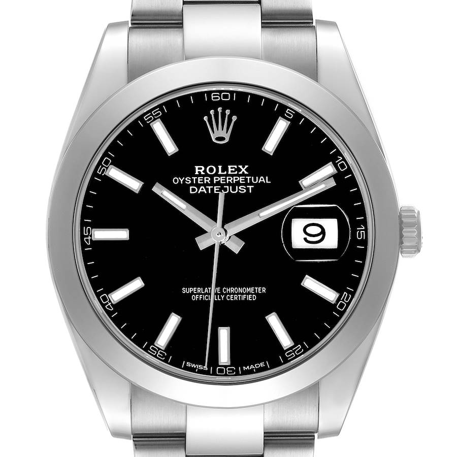 2025 Men's Rolex 41mm DateJust Stainless Steel Watch with Black Dial and Smooth Bezel. (UNWORN 126300)