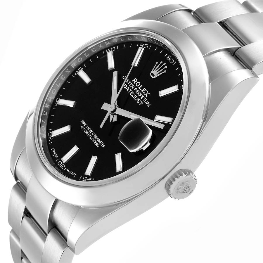 2025 Men's Rolex 41mm DateJust Stainless Steel Watch with Black Dial and Smooth Bezel. (UNWORN 126300)