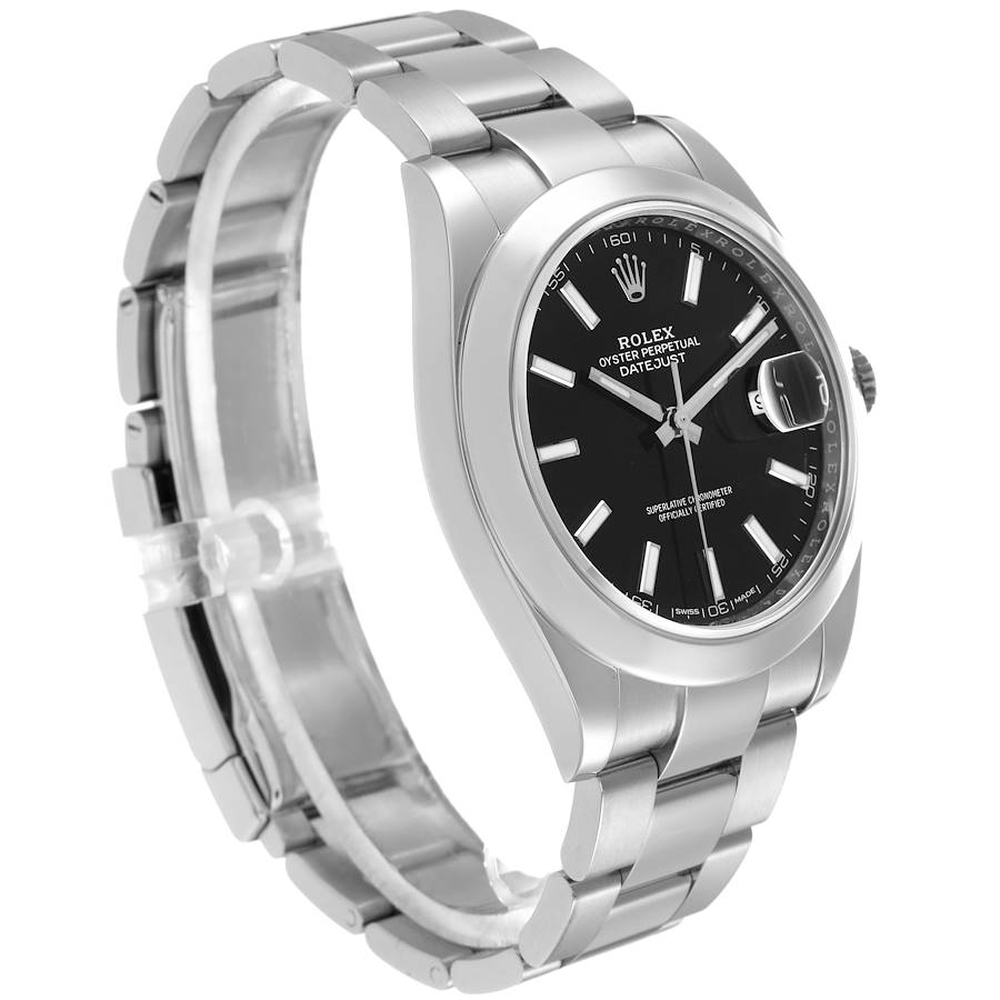 2025 Men's Rolex 41mm DateJust Stainless Steel Watch with Black Dial and Smooth Bezel. (UNWORN 126300)