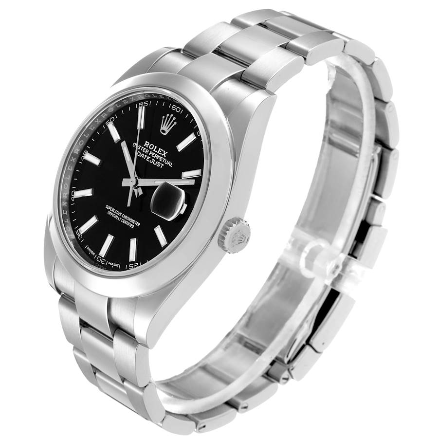 2025 Men's Rolex 41mm DateJust Stainless Steel Watch with Black Dial and Smooth Bezel. (UNWORN 126300)