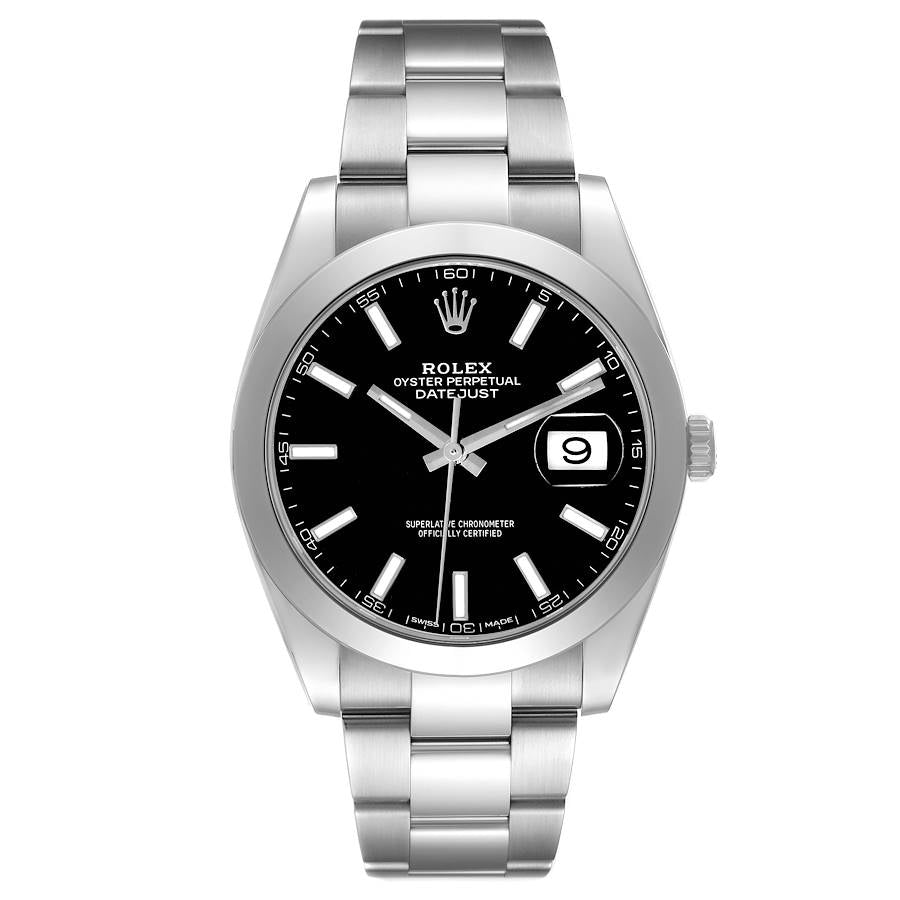 2025 Men's Rolex 41mm DateJust Stainless Steel Watch with Black Dial and Smooth Bezel. (UNWORN 126300)