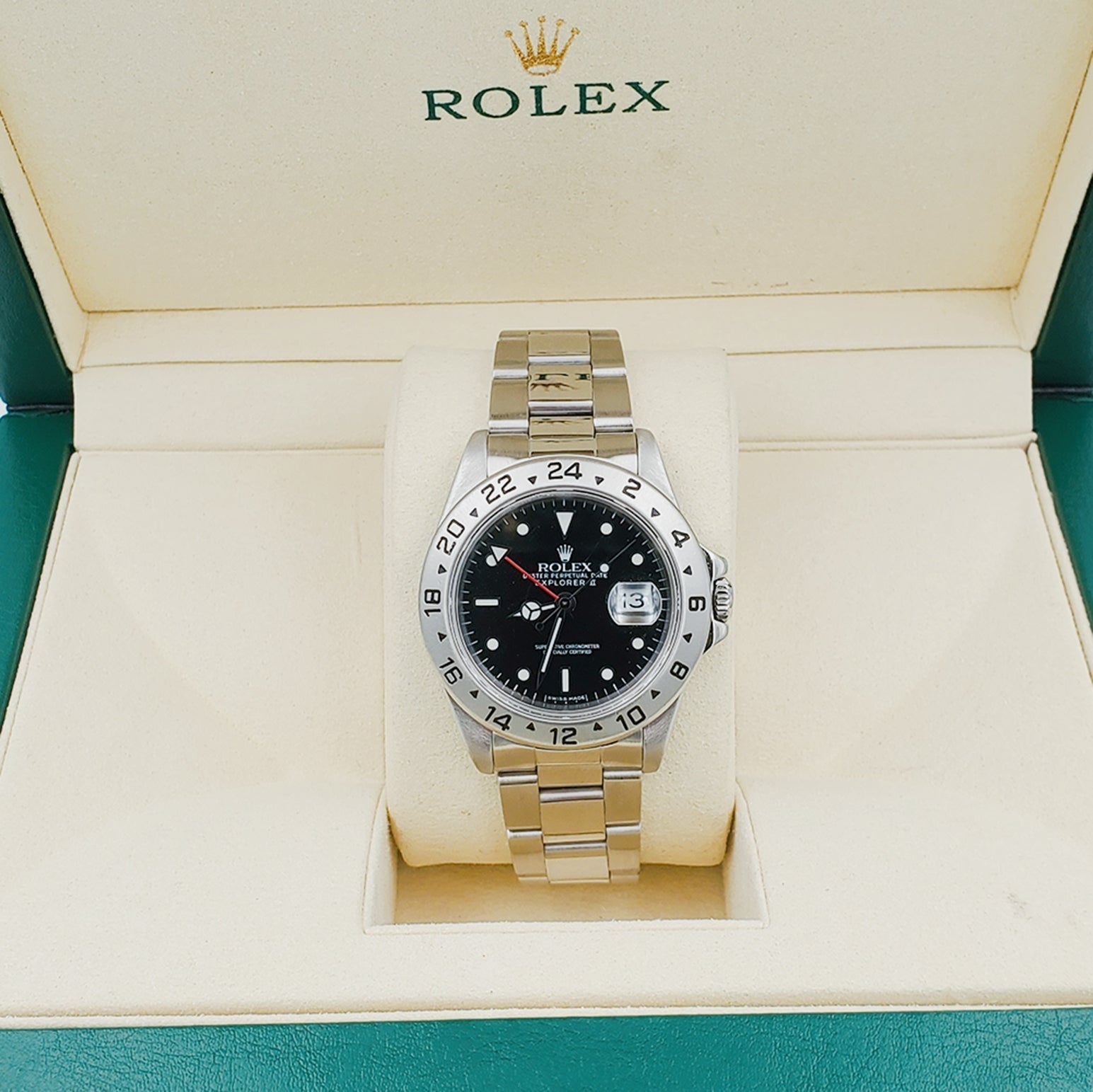 Men's Rolex 40mm Explorer II Stainless Steel Wristwatch w/ Oyster B& & Black Dial. (Pre-Owned)