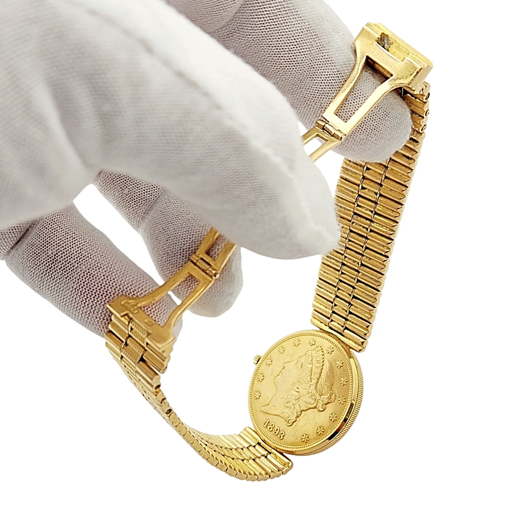 *Corum 35mm American Twenty Dollars Double Eagle 22K Yellow Gold Coin Watch with 18K Yellow Gold Band and Bezel. (Pre-Owned 1893)