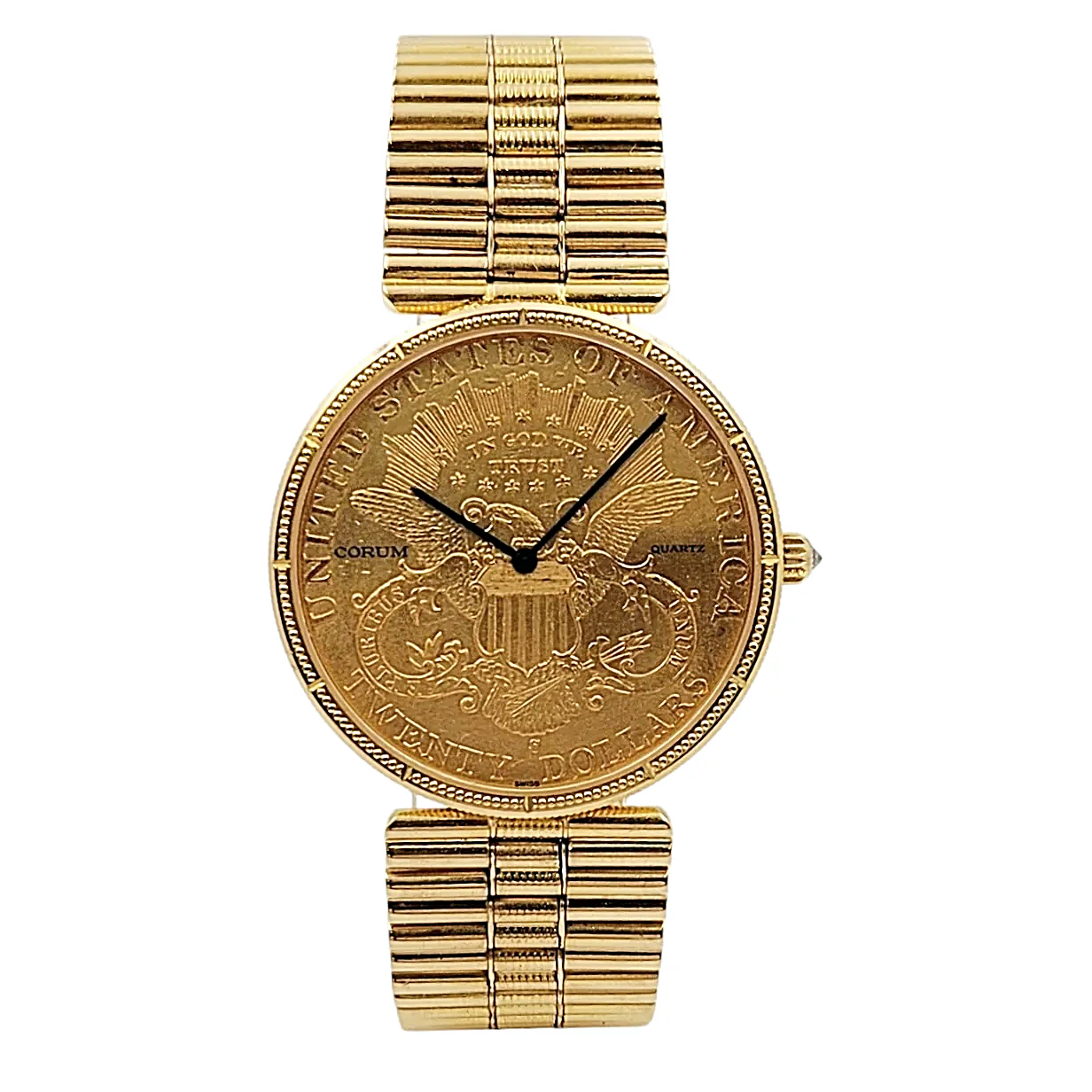 Corum 35mm American Twenty Dollars Double Eagle 22K Yellow Gold Coin Watch with 18K Yellow Gold Band and Bezel. 1893