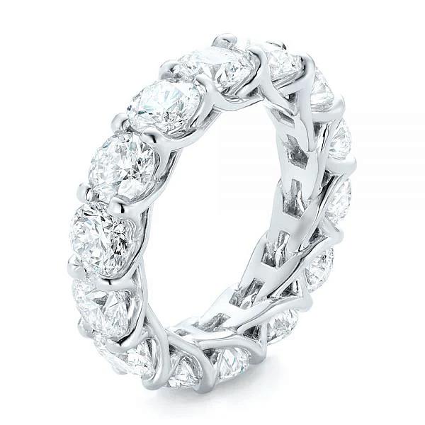 14K White Gold Round Brilliant Diamond Eternity Wedding / Anniversary Band